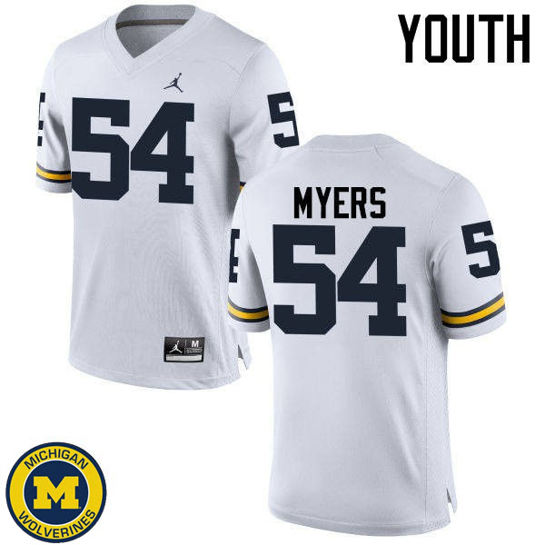 Youth Michigan Wolverines #54 Carl Myers White NCAA Football Jersey